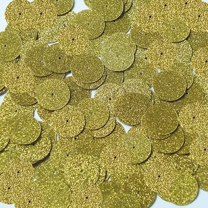 Round Sequin 15mm Yellow Metallic Sparkle Glitter Texture Couture Paillettes - Picture 1 of 2