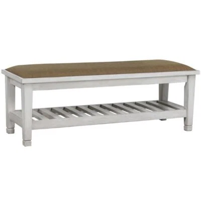 Bowery Hill Modern French Country Wooden Bedroom Bench in Antique White - Image 1 of 3