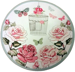 2 Same Round Vinyl Non Clear Placemats (15") BIRDCAGE, FLOWERS & BUTTERFLIES,ELH - Picture 1 of 7