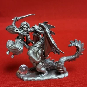 VTG Spoontiques CMR610 Pewter Miniature Dragon and Slayer with Swarovski Crystal - Picture 1 of 14