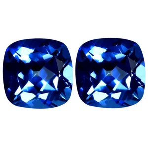 9.15 ct (2pcs) Exquisite MATCHING PAIR Cushion (9 x 9 mm) English Blue Topaz - Picture 1 of 1