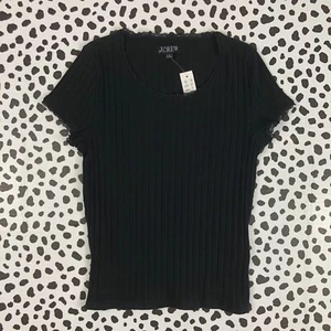 T-shirt donna J.Crew NUOVA nera a punta manica corta SMALL BY365 - Foto 1 di 5
