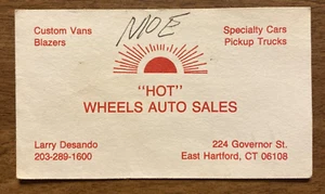 Tarjeta de visita vintage de los años 70 Hot Wheels venta automática coche East Hartford CT P1H - Imagen 1 de 9