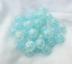 SNOWFLAKE 25 Beautiful Glass Marbles, Clear with Blue Speckles, 14mm, Brand New - Picture 1 of 2