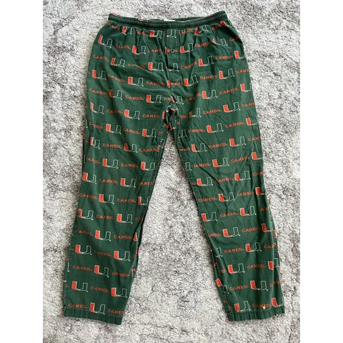 Miami Hurricanes Vintage Sideline Apparel Men Pants Pajama Green Orange Lounge L Cover