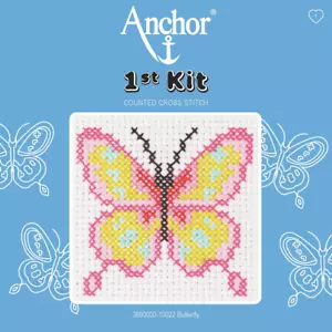Anchor 1st Kit Butterfly Counted Cross Stitch Craft Children Gift Present - Picture 1 of 2