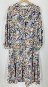 Midi-Kleid Sahara mehrfarbig Print Stufen Gr. 1 UK 10 12 Knopfleiste sehr guter Zustand #D1 - Bild 1 von 10