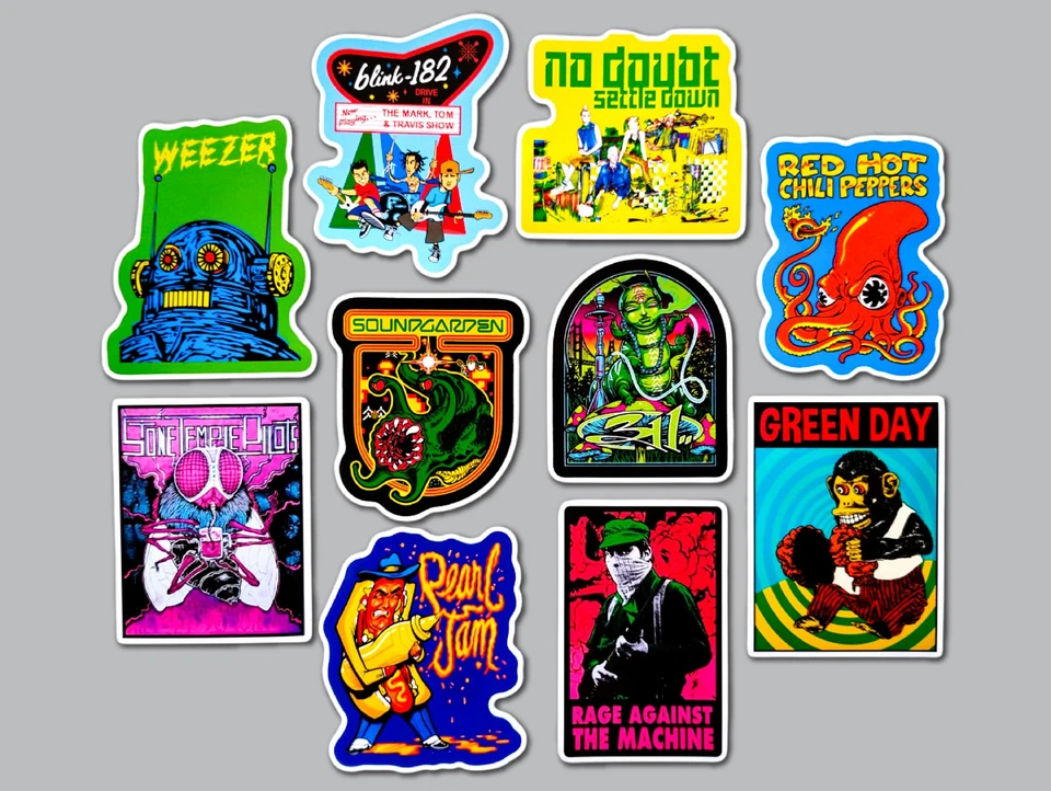 OMNI-CULT 90's Alternative Vinyl Lot Pack (10 Stickers) SET 13 blink 182 311 soundgarden