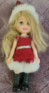 "Muñeca de Navidad Mattel 2006 5"" cabello rubio ojos azules vestido de Santa mini vacaciones" - Imagen 1 de 2