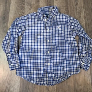 Ralph Lauren Long Sleeve Button Down Shirt Blue Plaid Size 5 - Picture 1 of 5