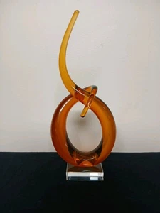 Vintage Murano ~ MCM ~ Amber Love Knot ~ Glass Sculpture - Picture 1 of 4
