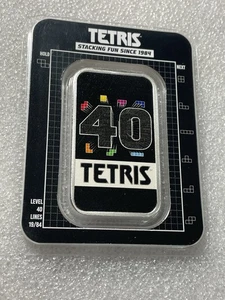 Barra coloreada Tetris™ de plata 40 aniversario de 1 oz en TEP ¡SOLO 1040 BARRAS ACUÑADAS! - Imagen 1 de 4