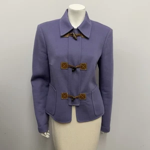 Chaqueta Michael Kors Lana y Cachemira Cuero Lavanda Palancas Hecha en Italia Talla 8 - Imagen 1 de 7