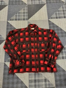 Vintage 60s Champion Shadow Plaid Heavy Flannel Jacket Crop Size 15.5 Lumberjack - Picture 1 of 8