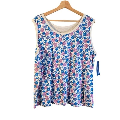 Camiseta sin mangas vintage Karen Scott 2X floral [0423] nueva con etiquetas Foto 1 de 4