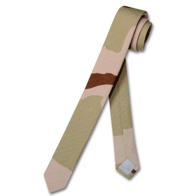Corbata de cuello COVONA para hombre beige camuflaje militar EXTRA delgada 1,5" Foto 1 de 2