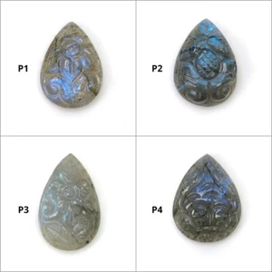 Piedra preciosa de labradorita natural sin tratar tallada a mano con forma de pera - Imagen 1 de 5