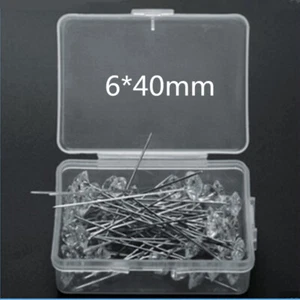 100pcs 6x40mm for Bouquets Wedding Flowers Decor Clear Diamond Pins - Picture 1 of 4