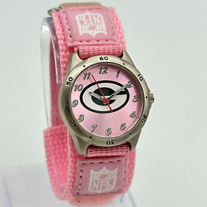 Girls GREEN BAY PACKERS Game Time NFL Team Sport Watch Pink Band, Silver Tone