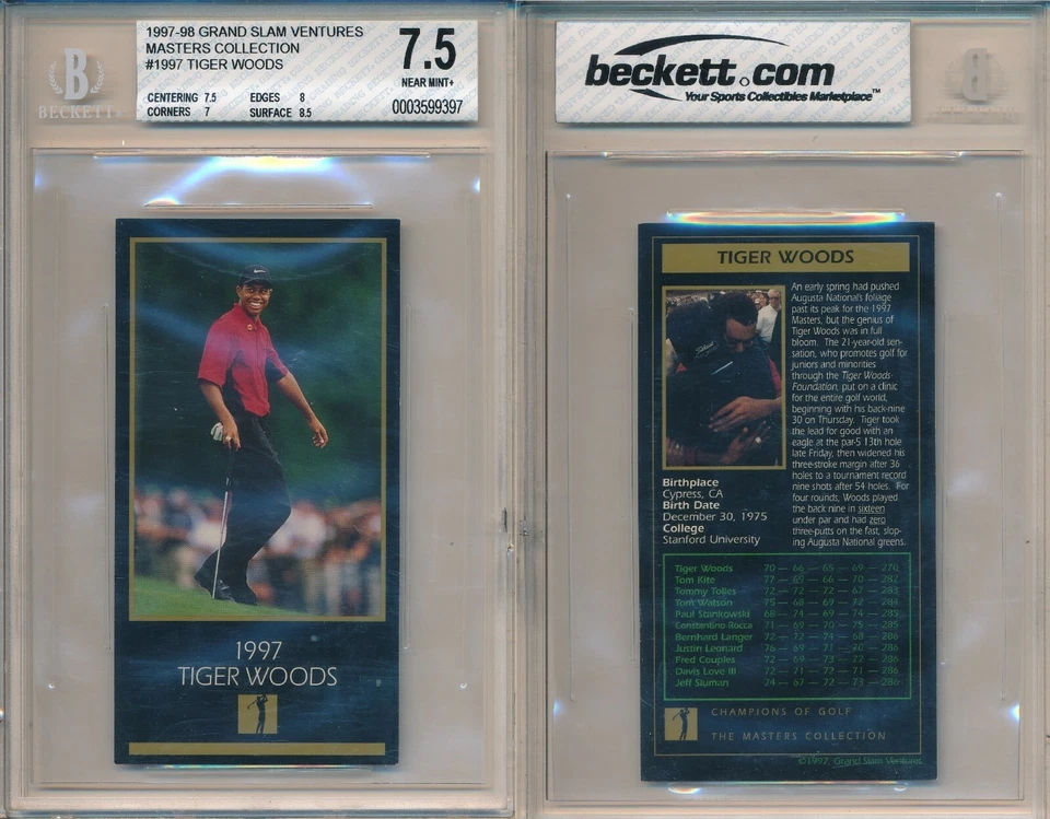 Tiger Woods 1997 1998 Masters Collection Champions Golf Rookie Card Rc BGS 7.5 - Image 1 of 1