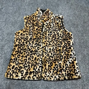Coffee Shop Vest Womens Medium Brown Animal Print Fur Body Warmer Outdoors - Picture 1 of 12