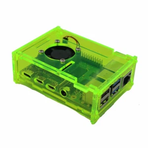 Raspberry Pi 4 Model B Clear/Green Acrylic Case Enclosure Box Cooling Fan US - Picture 1 of 7