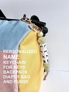 Personalized Custom Silicone Name Keychain / School Backpack Diaped Bag Tag - Picture 1 of 7