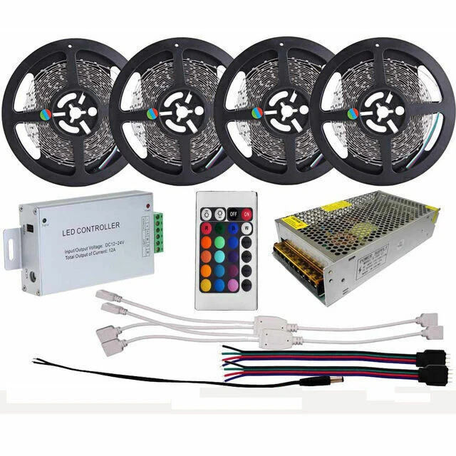 20M 60Leds/M SMD 3528 RGB Ribbon LED Strip Light+IR Remote Controller+10A Power - Image 1 of 4