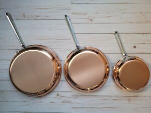New Mauviel 1830 Copper Tri-ply Stainless Steel Frying Pan 11.8", 10.24", & 7.9"