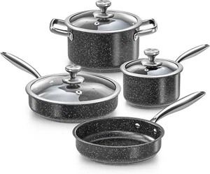 7-Piece Nonstick Granite Induction Stainless Steel Pots and Pans Set with Frying - Picture 1 of 8