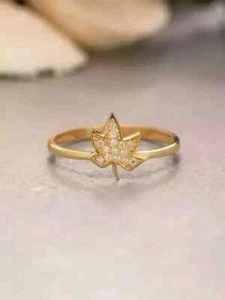 1 Ct Round Cut Real Moissanite Women Engagement Ring 14K Yellow Gold Plated - Picture 1 of 8