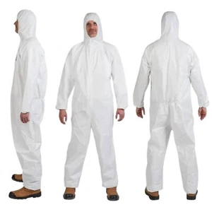 Disposable Coverall SMS Type 5/6 Protection Hooded Overall Suit Boilersuit Paint - Picture 1 of 11