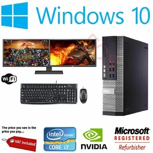 ULTRA FAST Gaming PC Bundle Intel Core i7 8GB 1TB Windows 10 GT730 DUAL SCREEN - Picture 1 of 6