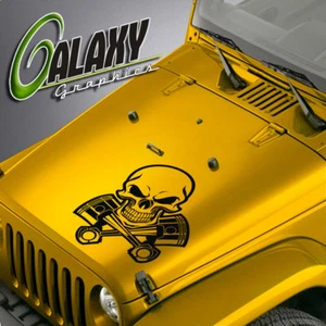 Calcomanía de capucha para Jeep Wrangler Tj Lj Jk Jku - pegatina pistones calavera y tibias cruzadas - Imagen 1 de 6