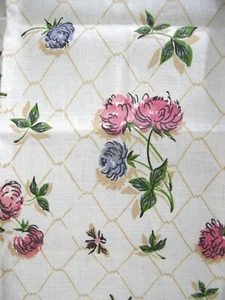 "Toalla de té de trébol rojo floral de lino grande 35x17"" impresa cabaña Grannycore" - Imagen 1 de 4