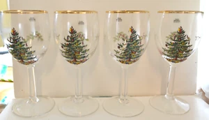 Spode ALBERO DI NATALE bicchieri da vino multiuso SET DI QUATTRO in scatola originale - Foto 1 di 6
