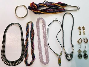 10 Piece Lot: Vintage Costume Jewelry: Necklaces - Earrings - Bracelet - Picture 1 of 8
