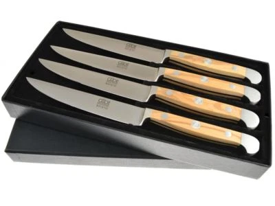 Güde Alpha Olive Messerset vier Steakmesser mit/ohne Welle im Geschenkkarton - Bild 1 von 4