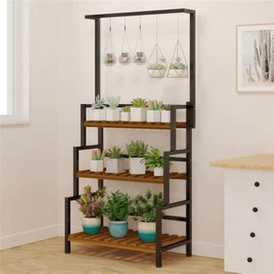 3Tier Organizer Storage Shelves Hanging Rail Garden Plant Stand Flower Pot Rack - Picture 1 of 11