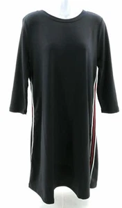 Como Blu Dress Womens Size Small Black with Red and White Trim Long Sleeve - Picture 1 of 10