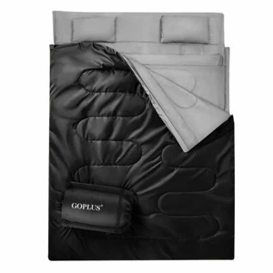 Saco de dormir doble para 2 personas Goplus impermeable con 2 almohadas camping talla queen XL - Imagen 1 de 30