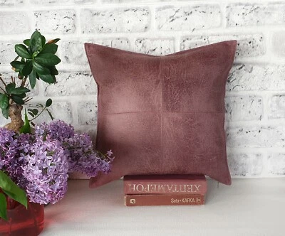 Dusty rose color old pattern soft faux leather fabric pillow cover-1QTY - Image 1 of 4