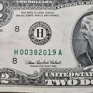 2 $ Geburtstagsschein Zwei Dollar Schein 00382019 zirkuliert 8. März / 3. August 2019 - Bild 1 von 2
