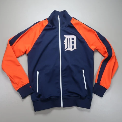 Detroit Tigers Jacket Mens Medium Blue Orange Mitchell Ness Tailored Cooperstown Cover