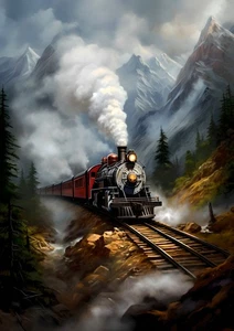 Steam Train Landscape Canvas Art Home Decor Wall Art Posters Prints Painting 108 - Picture 1 of 10