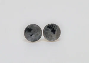 Ohrstecker Larvikit Labradorit Schwarz Cabochon flach 10mm Silber 925 - Bild 1 von 5