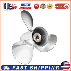 9.9 x 13 Stainless Steel Outboard Boat Propeller for Tohatsu 25-30HP 10 Tooth RH - Picture 1 of 9