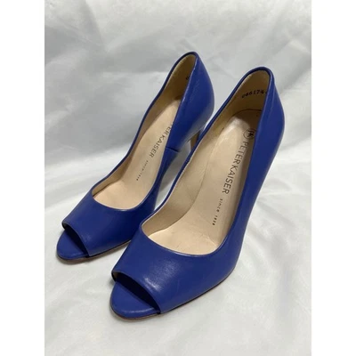 Zapatos de tacón Peter Kaiser de cuero azul con punta abierta para mujer talla 5,5 talla 3 PK Foto 1 de 4