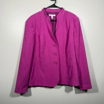 Chaqueta Blazer Colección JM Talla 16 Botón Magenta Frontal Carrera Trabajo Declaración Foto 1 de 4