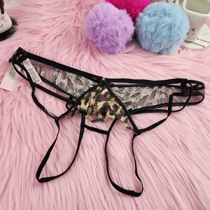 Slip brasiliano con cinturino stampa animalier Victoria’s Secret Medium nuovo con etichette #7274 - Foto 1 di 5